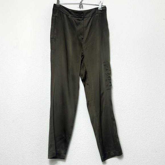 Theory Green Silk Trousers - Picture 2 of 9